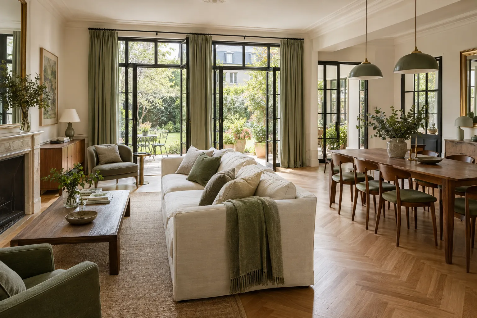 Salon d’un penthouse haussmannien à Nice